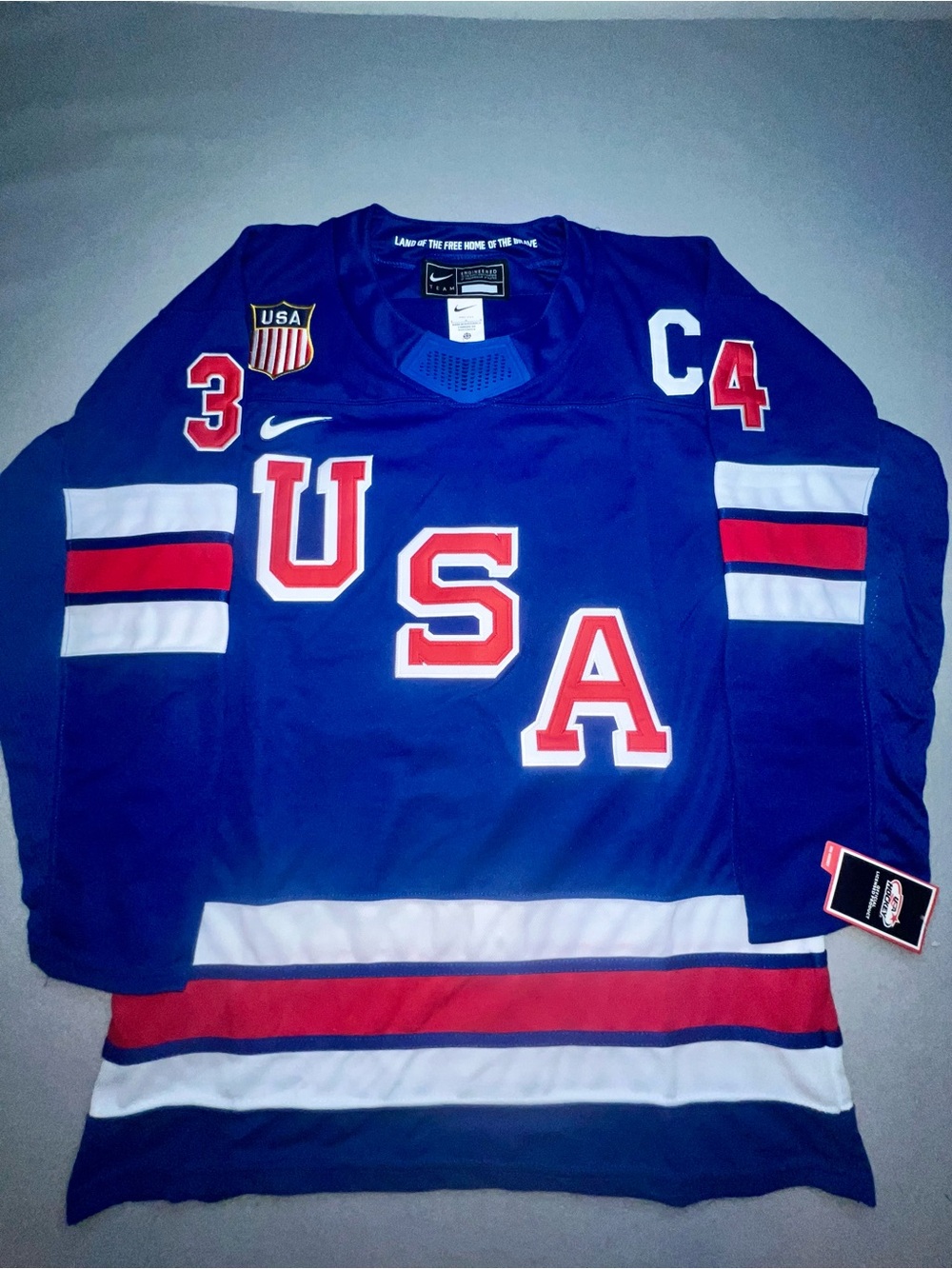 Auston Matthews Team USA 2026 Milano Cortina Olympic Hockey Jersey Blue Large